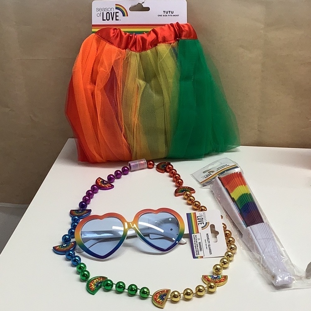 Pride Party Costume Accessories LGBTQ+: Festival Bundle of 4pcs. New With Tags.